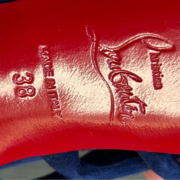 Christian Louboutin Macala Navy Blue Suede Gladiator Sandals Strappy Heels 38 - Picture 9 of 11